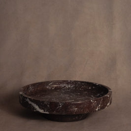 Raised Pedestal Fruit Dish - Red Zebra Marble - front view