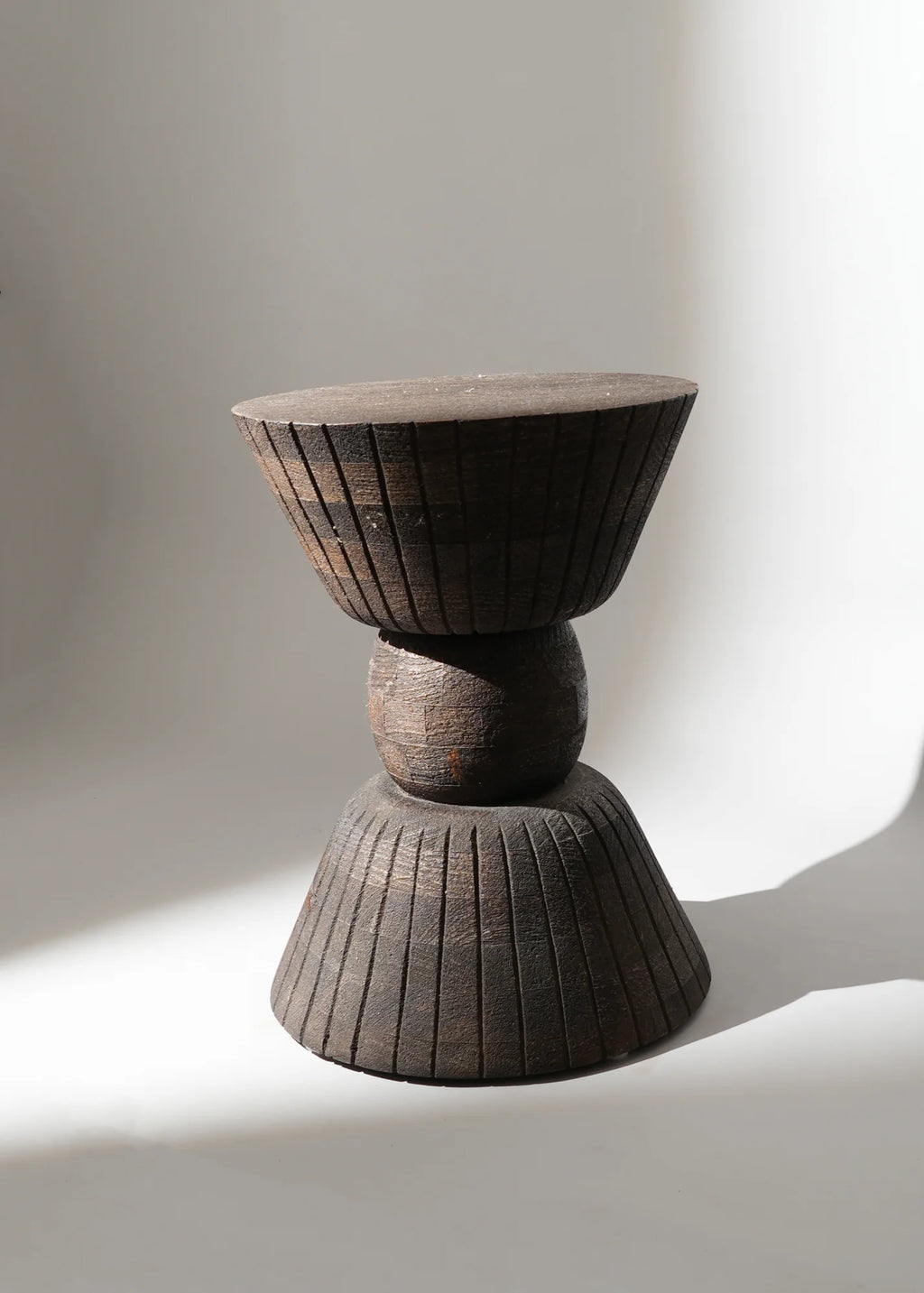 Handcrafted Pellet Drum Solid Wood End Table