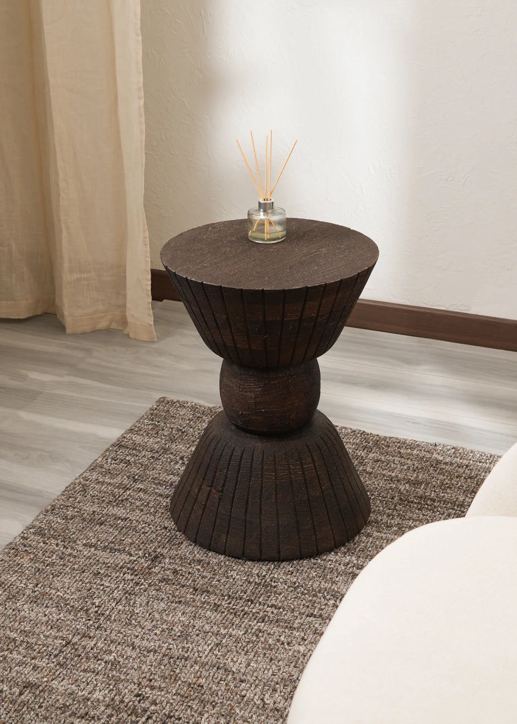 Handcrafted Pellet Drum Solid Wood End Table