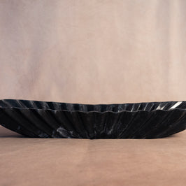 Heirloom Oblong Fluted Bowl - Jet Black Marble - Large - Side view