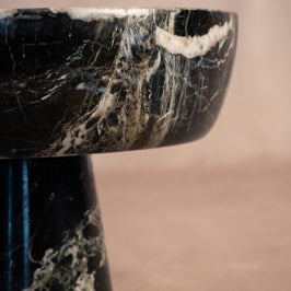 Heirloom Pedestal Bowl - Black Zebra Marble