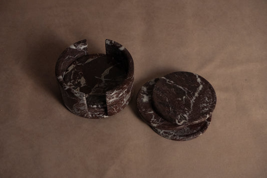 Coaster Set -  Red Zebra - Marble