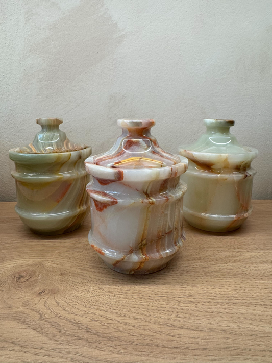 Multi Green Onyx Canisters - Lidded Jar