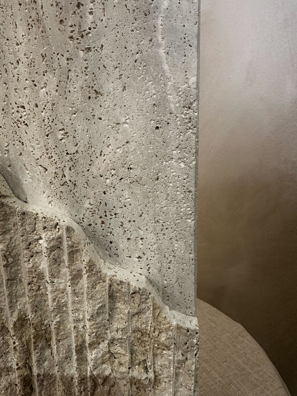 Raw Edge Vase  Square - Travertine