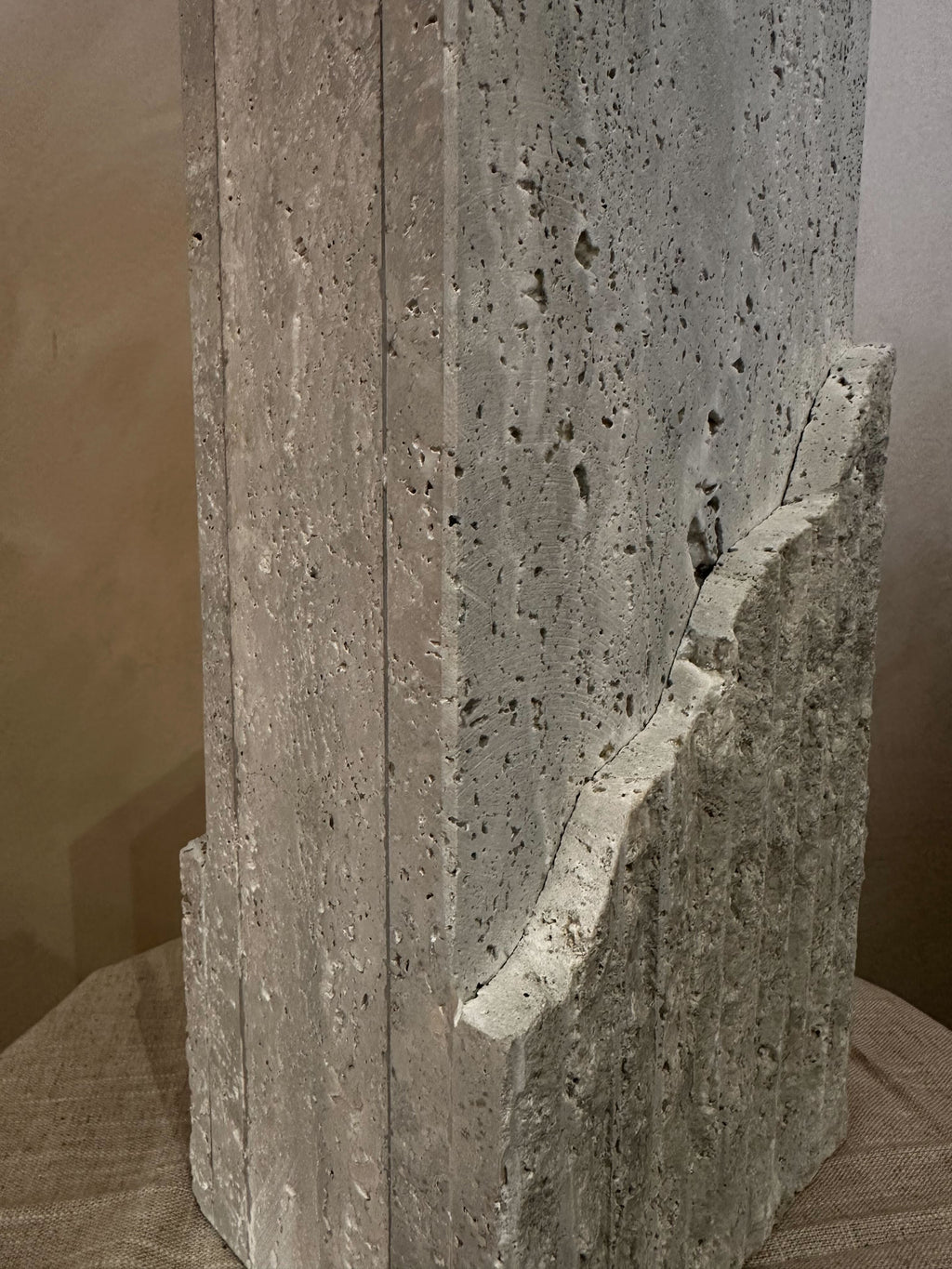 Raw Edge Vase  Square - Travertine