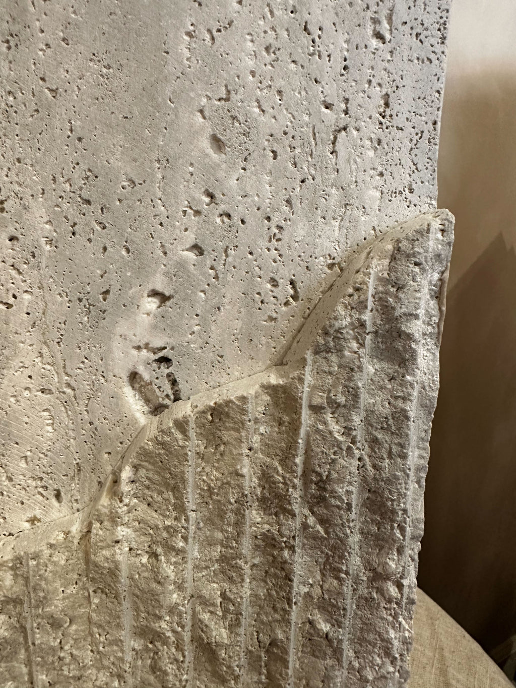 Raw Edge Vase  Square - Travertine