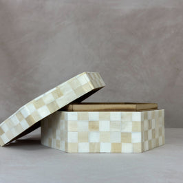 Horn Bone In-lay Checkered Jewelry Box