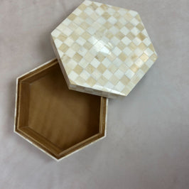 Horn Bone In-lay Checkered Jewelry Box