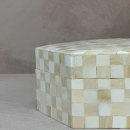 Horn Bone In-lay Checkered Jewelry Box