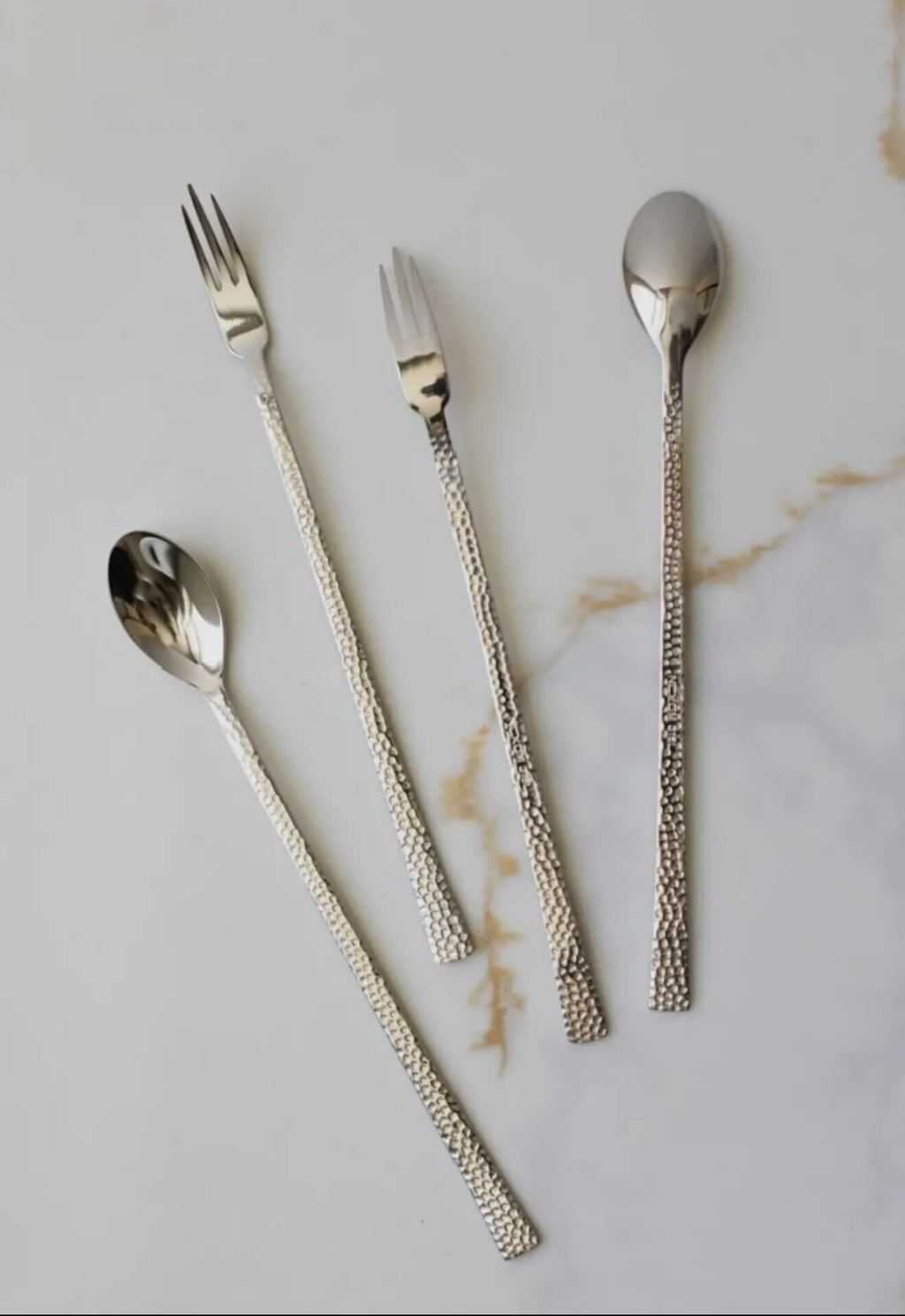 Hammered Stainless Steel Fruit Fork or Spoon