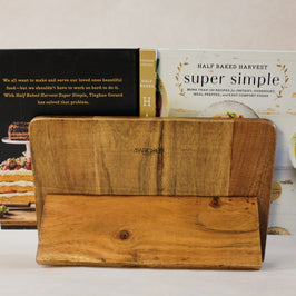 Mango Wood Scalloped Cookbook Stand - back view