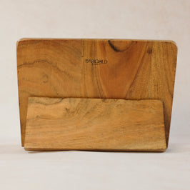 Mango Wood Scalloped Cookbook Stand - back view
