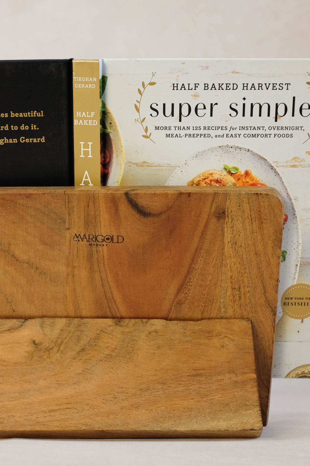 Mango Wood Scalloped Cookbook Stand - close-up detail