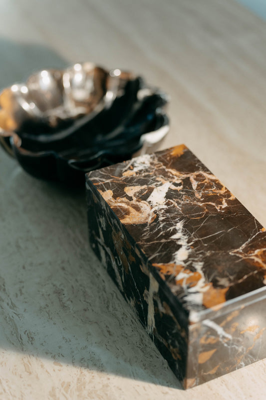 Black & Gold Marble Storage Box