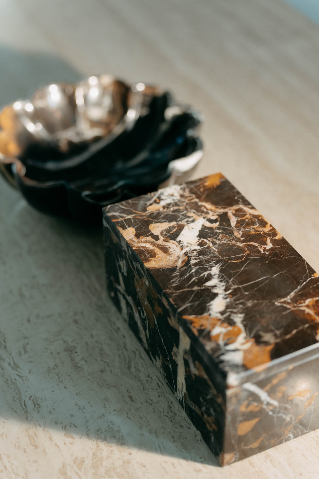 Black & Gold Marble Storage Box