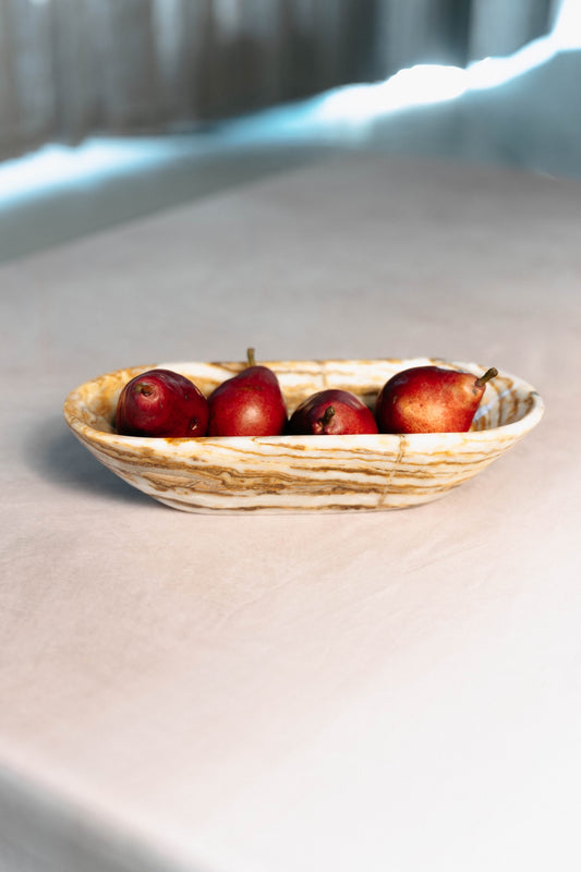 Oval Brown Marble Bowl
