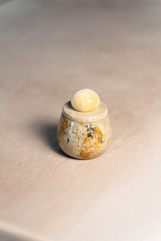 Marble & Onyx Salt Cellar - with lid closed