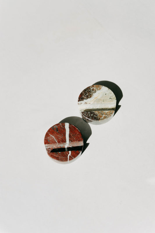 Red Zebra Marble Phone Holder - side-by-side view