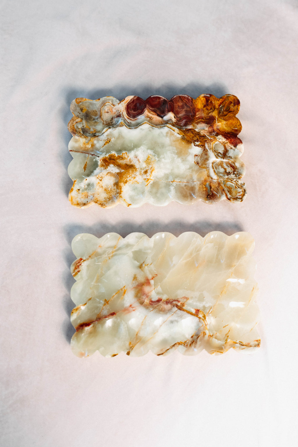 Onyx Pebbled Edge Tray - pair displayed together
