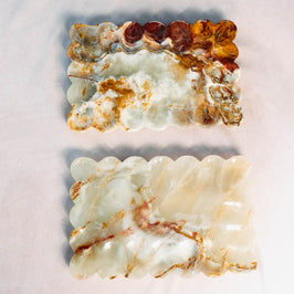 Onyx Pebbled Edge Tray - pair displayed together