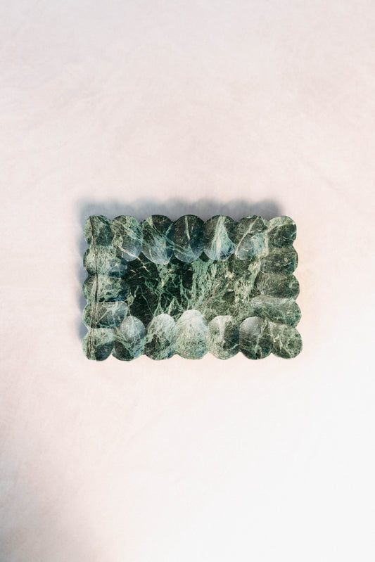 Green Marble Pebbled Edge Tray - Top view