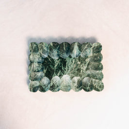 Green Marble Pebbled Edge Tray - Top view