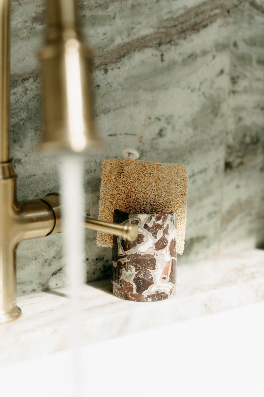 Red Marble Sponge Holder