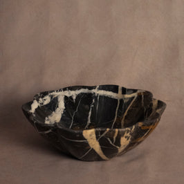 Fluted Bowl Black & Gold