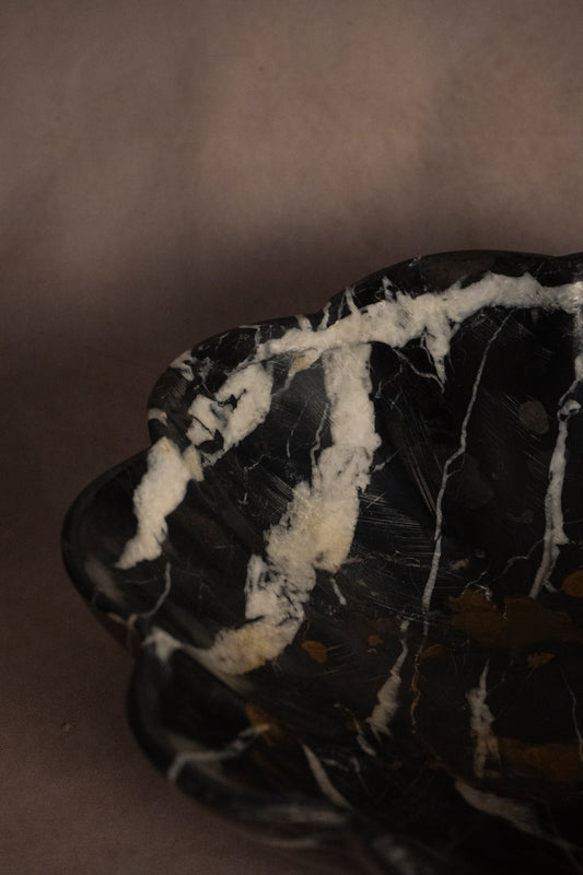 Fluted Bowl Black & Gold Marble