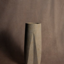 Signature Pleated Vase- Travertine