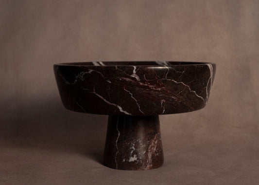 Bowl With Stand - Red Zebra Marble