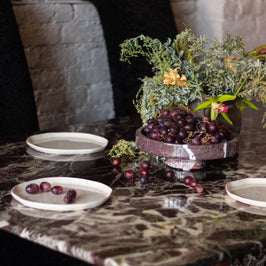 Raised Pedestal Fruit Dish - Red Zebra Marble - Home décor inspiration