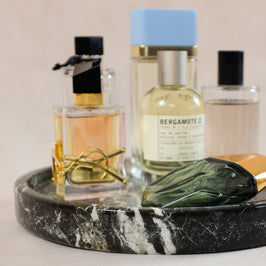 Classic Round Vanity Tray - Black Zebra Marble
