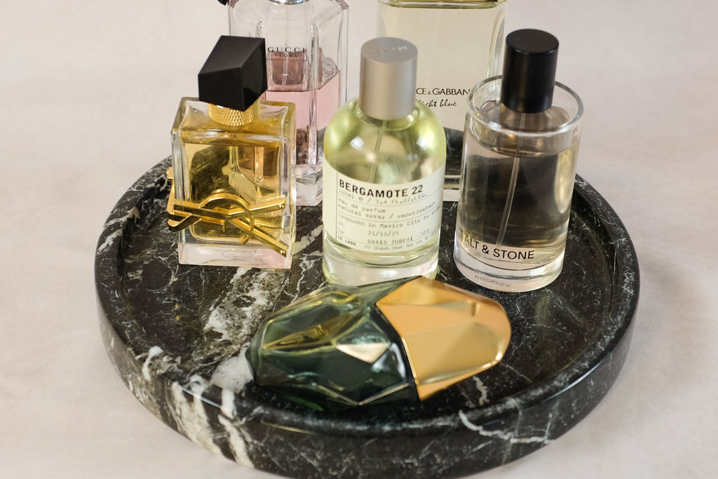 Classic Round Vanity Tray - Black Zebra Marble