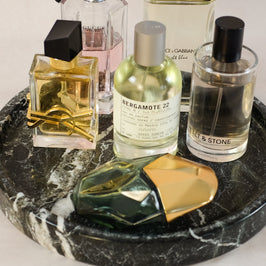 Classic Round Vanity Tray - Black Zebra Marble