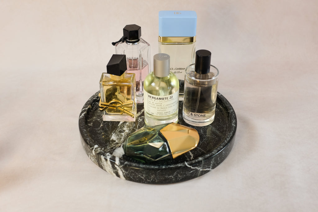 Classic Round Vanity Tray - Black Zebra Marble