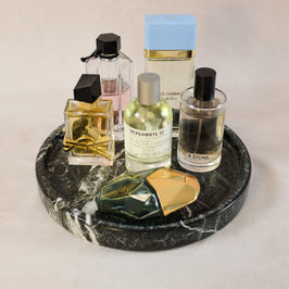 Classic Round Vanity Tray - Black Zebra Marble