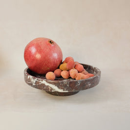 Raised Pedestal Fruit Dish - Red Zebra Marble - Home décor inspiration - product in use