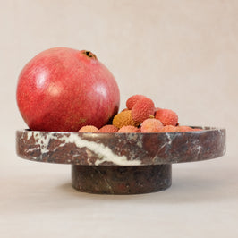 Raised Pedestal Fruit Dish - Red Zebra Marble - Home décor inspiration - Product in use