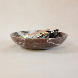 Classic Medium Marble Bowl - Red Zebra Marble  - Shown in a real-life setting