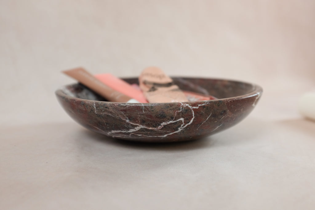 Classic Medium Marble Bowl - Red Zebra Marble  - product in use