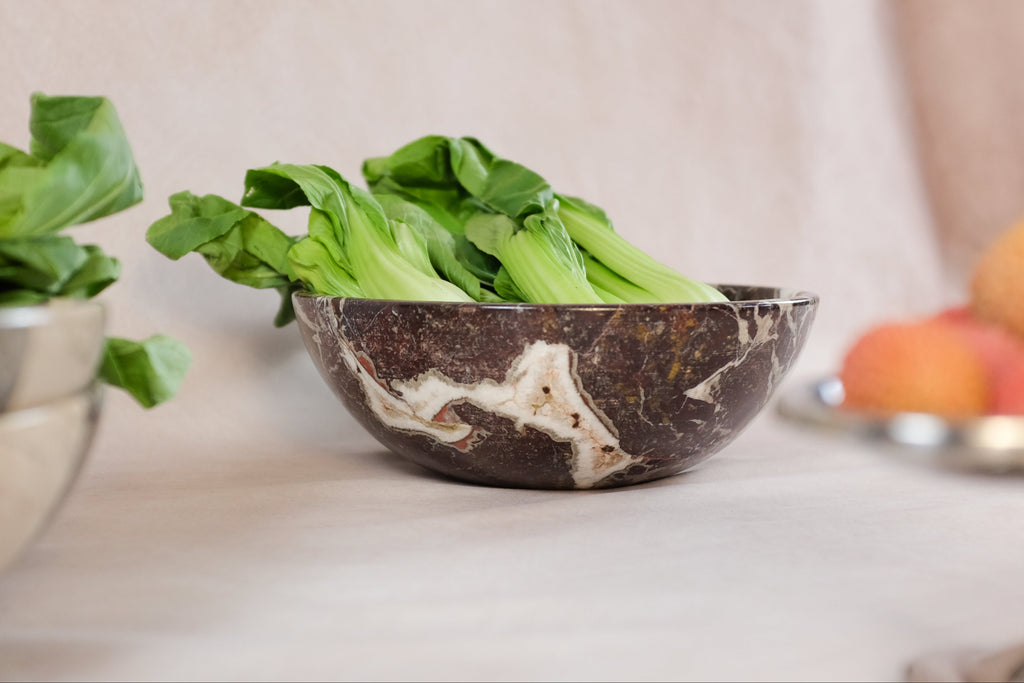 Classic Red Zebra Marble Bowl – Large