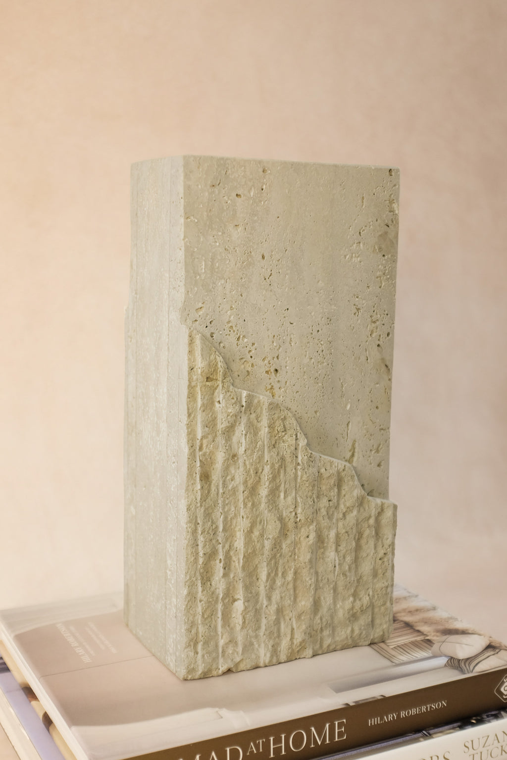 Raw-Cut Organic Vase - Rectangular - Travertine