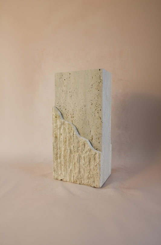 Raw-Cut Organic Vase - Rectangular - Travertine