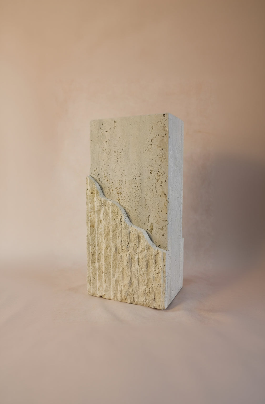 Raw-Cut Organic Vase - Rectangular - Travertine