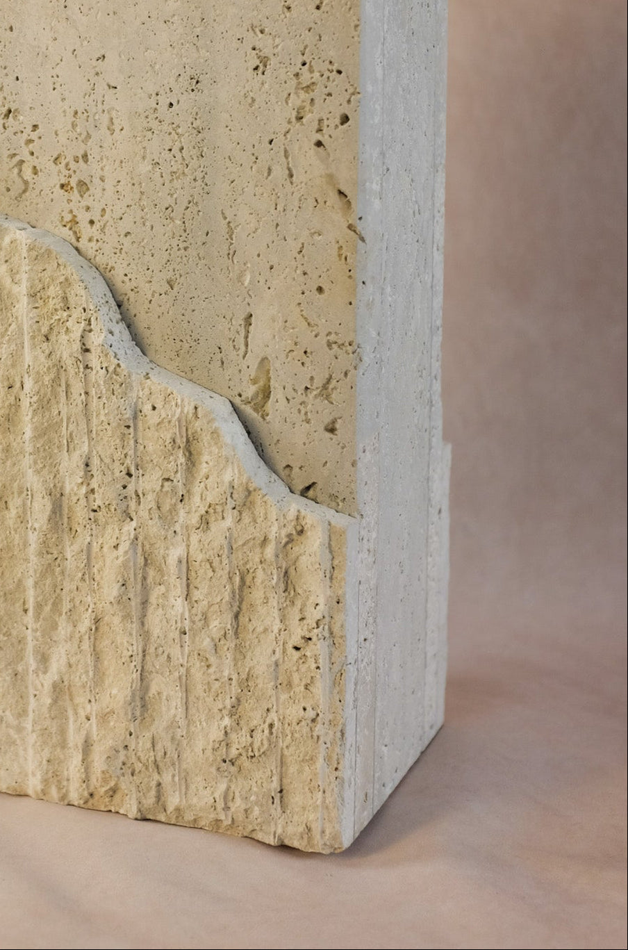 Raw-Cut Organic Vase - Rectangular - Travertine