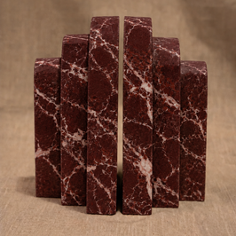 Red Marble 3-Tiered Arch Book Ends (Set of 2) - Natural stone texture