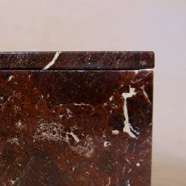 Red Zebra Marble Storage Box - Close-up of the natural stone