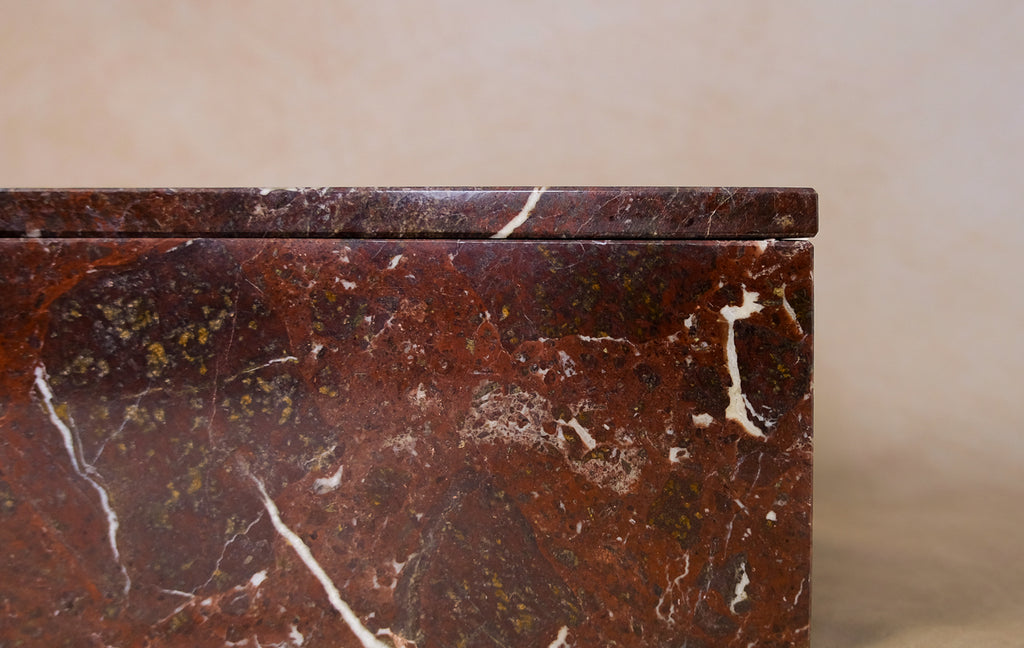 Red Zebra Marble Storage Box - close-up detail