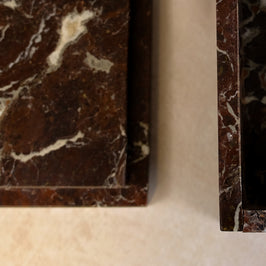 Red Zebra Marble Storage Box - Detail of the handcrafted finish